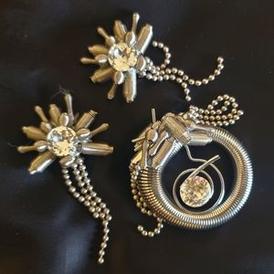 Edgy! Outrageous! Fun! Silver & Stone Three Piece Set Wear Anywhere Be Noticed!